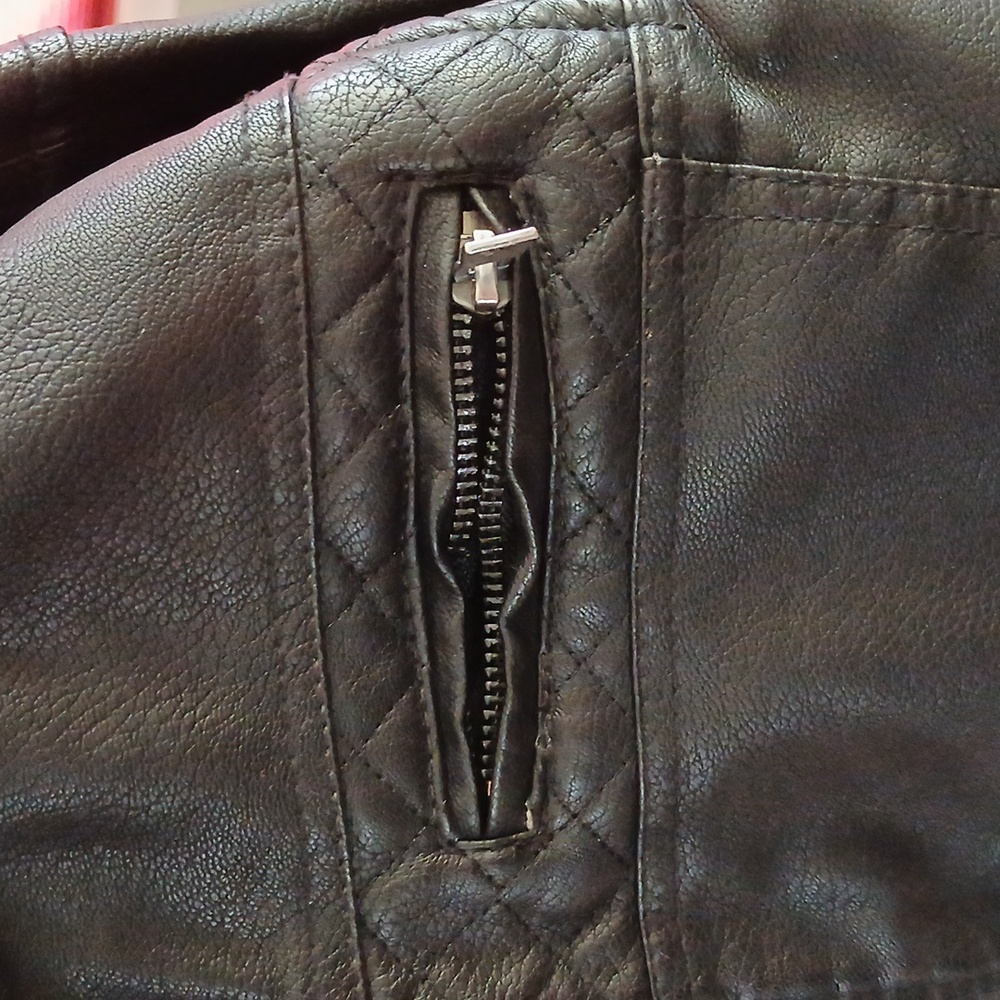 X-RAY Boy's Stand Up Collar Moto-Jacket, Faux Leather w/Sherpa Lining, - Picture 7 of 8